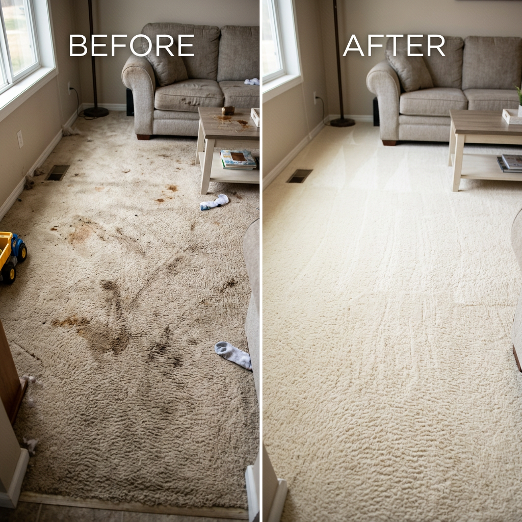 Carpet before and after cleaning