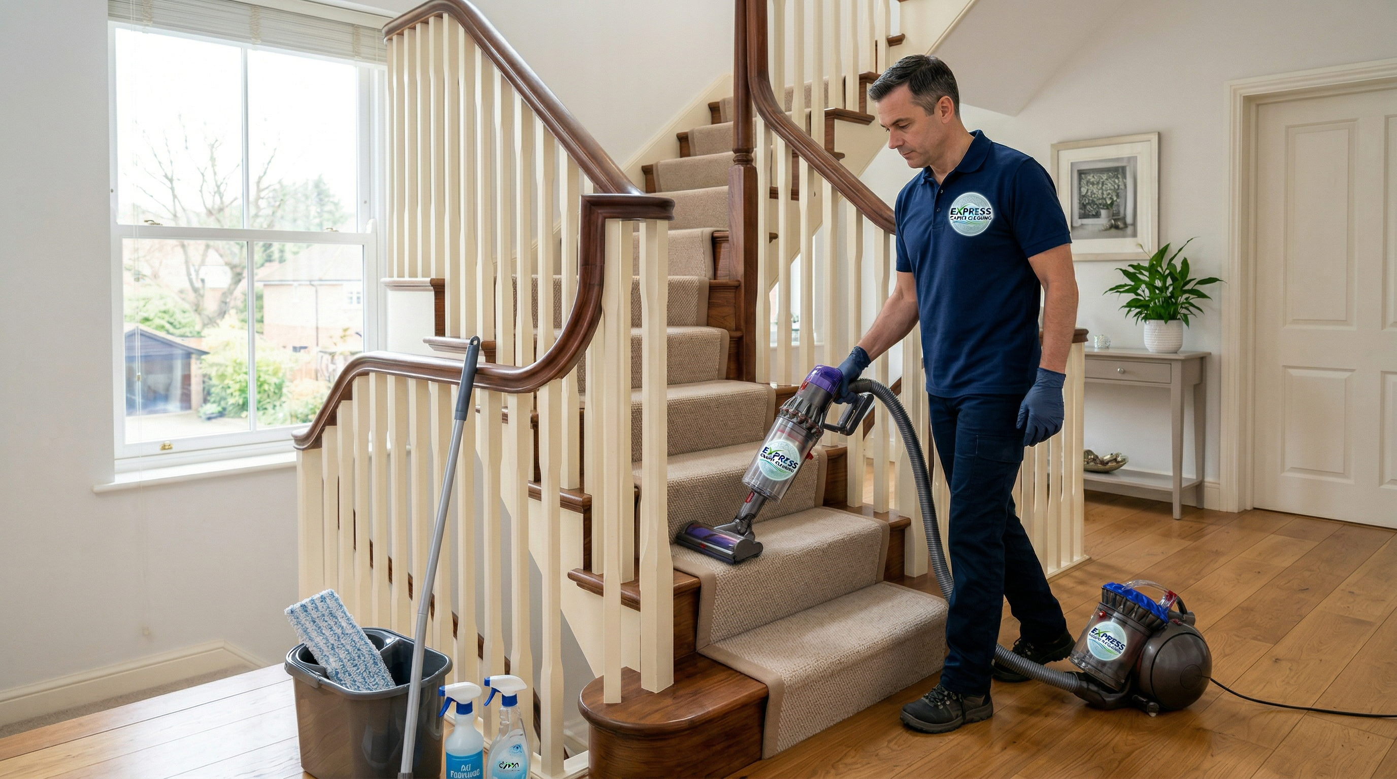 Staircase carpet cleaning